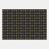 Schneeflocken aus dunkelgrünem Gold Geschenkpapier Set (Vorderseite 3)