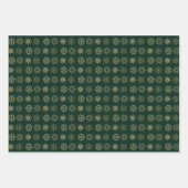 Schneeflocken aus dunkelgrünem Gold Geschenkpapier Set (Vorderseite 2)