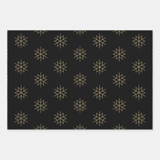 Schneeflocken aus dunkelgrünem Gold Geschenkpapier Set (Vorderseite 3)