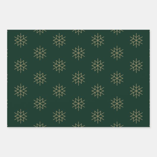 Schneeflocken aus dunkelgrünem Gold Geschenkpapier Set (Vorderseite 2)