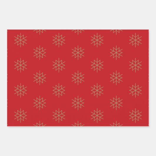 Schneeflocken aus dunkelgrünem Gold Geschenkpapier Set (Vorderseite)