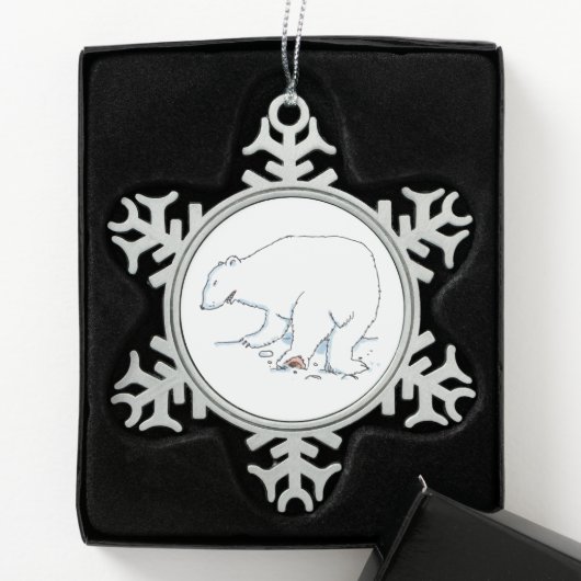 Schneeflocken aus Eisbären Schneeflocken Zinn-Ornament (Box)