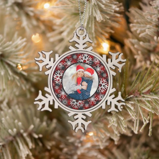 Schneeflocken aus Foto Zinn-Ornament (Baum)