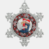 Schneeflocken aus Foto Zinn-Ornament (Vorderseite)