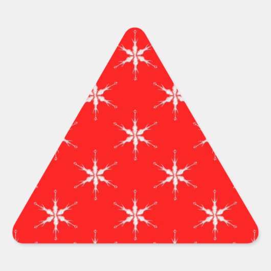 Schneeflocken aus Glas im roten Hintergrund Dreieckiger Aufkleber (Vorderseite)