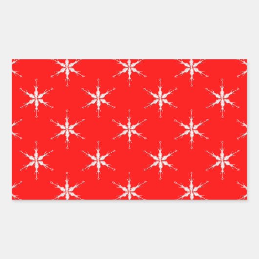Schneeflocken aus Glas im roten Hintergrund Rechteckiger Aufkleber (Vorderseite)