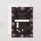 Schneeflocken aus Gold und Rosa Wintermesse RSVP Karte (Vorderseite)