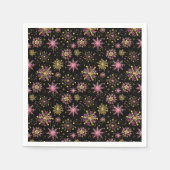 Schneeflocken aus Gold und Schwarz Serviette (Vorderseite)