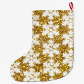 Schneeflocken aus goldglänzenden Glitzer Großer Weihnachtsstrumpf (Rückseite)