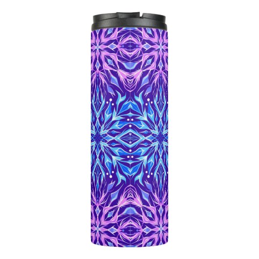 Schneeflocken aus hellen Kristallen Thermosbecher (Rückseite)