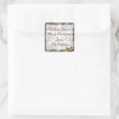 Schneeflocken aus Holz und Gold Weihnachten Quadratischer Aufkleber (Tasche)