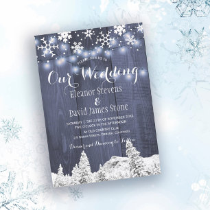 Schneeflocken aus Holz Winterwunderland Hochzeit Einladung