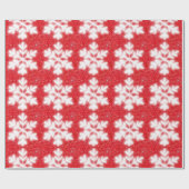 Schneeflocken aus rotem Nordpol | funkelnder Schne Geschenkpapier (Flach)