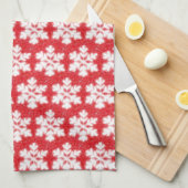 Schneeflocken aus rotem Nordpol | funkelnder Schne Geschirrtuch (Viertel Falte)