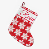 Schneeflocken aus rotem Nordpol | funkelnder Schne Großer Weihnachtsstrumpf (Vorderansicht (hängend))