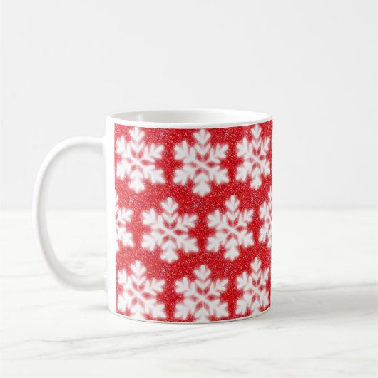 Schneeflocken aus rotem Nordpol | funkelnder Schne Kaffeetasse (Links)