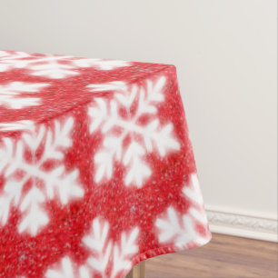 Schneeflocken aus rotem Nordpol funkelnder Schne Tischdecke