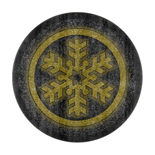 Schneeflocken aus schwarzem Glitzer Schneidebrett (Vorderseite)