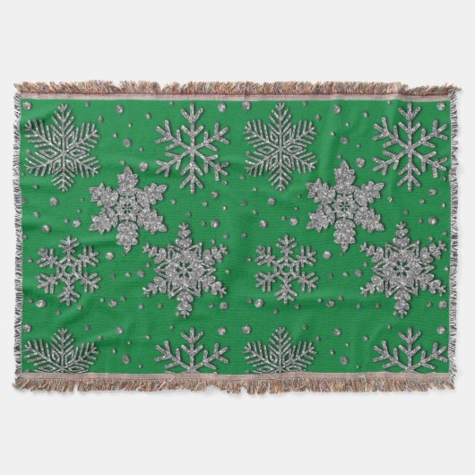 Schneeflocken aus silberfarbenem Glitzer Decke (Vorderseite)