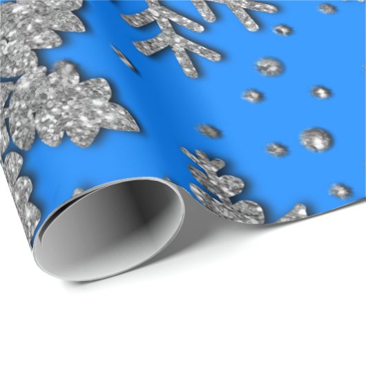 Schneeflocken aus silberfarbenem Glitzer Geschenkpapier (Rolleneckpunkt)