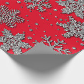 Schneeflocken aus silberfarbenem Glitzer Geschenkpapier (Ecke)