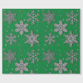 Schneeflocken aus silberfarbenem Glitzer Geschenkpapier (Flach)