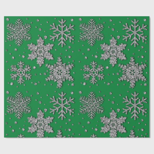 Schneeflocken aus silberfarbenem Glitzer Geschenkpapier (Flach)