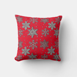 Schneeflocken aus silberfarbenem Glitzer Kissen