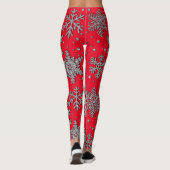 Schneeflocken aus silberfarbenem Glitzer Leggings (Rückseite)