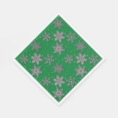 Schneeflocken aus silberfarbenem Glitzer Serviette (Ecke)