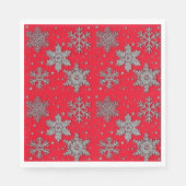 Schneeflocken aus silberfarbenem Glitzer Serviette (Vorderseite)