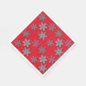 Schneeflocken aus silberfarbenem Glitzer Serviette (Ecke)