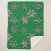 Schneeflocken aus silberfarbenem Glitzer Sherpadecke (Vorderseite)