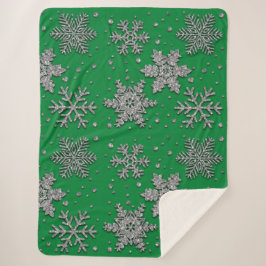 Schneeflocken aus silberfarbenem Glitzer Sherpadecke