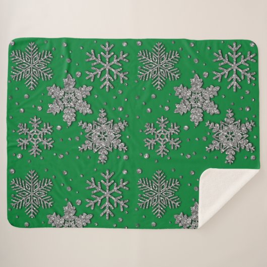 Schneeflocken aus silberfarbenem Glitzer Sherpadecke (Vorderseite (Horizontal))