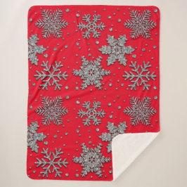 Schneeflocken aus silberfarbenem Glitzer Sherpadecke