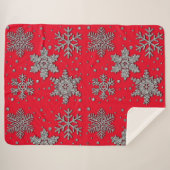 Schneeflocken aus silberfarbenem Glitzer Sherpadecke (Vorderseite (Horizontal))