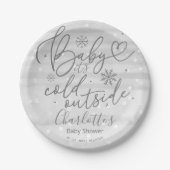 Schneeflocken Baby Es ist kalt draußen Babydusche Pappteller (Vorderseite)