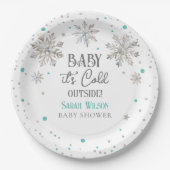 Schneeflocken Baby es ist kalt draußen Babydusche Pappteller (Vorderseite)