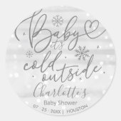 Schneeflocken Baby Es ist kalt draußen graue Babyd Runder Aufkleber (Vorderseite)