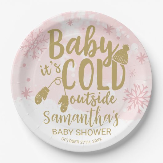 Schneeflocken Baby Es ist kalt Outside Baby Dusche Pappteller (Vorderseite)