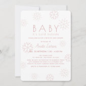 Schneeflocken Baby mit kalt rosa Drive-by Baby Dus Einladung (Vorderseite)