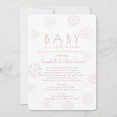 Schneeflocken Baby mit kalt rosa Kinderdusche per Einladung (Vorderseite)