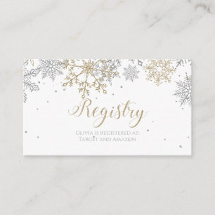 Schneeflocken-Baby-Registry Silber-Gold-Beilagekar Begleitkarte