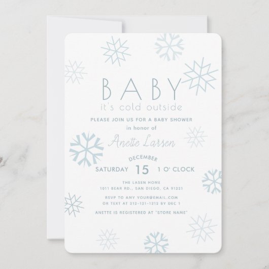 Schneeflocken Baby seine kalte Außendusche Einladu Einladung (Vorderseite)