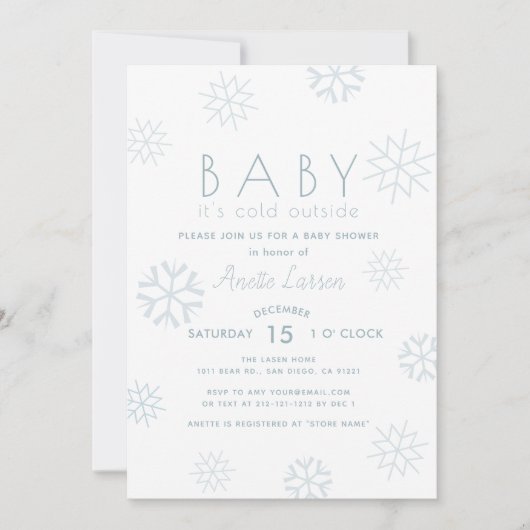 Schneeflocken Baby seine kalte Außendusche Einladu Einladung (Vorderseite)