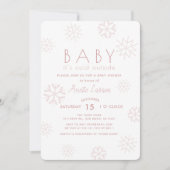 Schneeflocken Baby seine kalte Außendusche Pink Ba Einladung (Vorderseite)