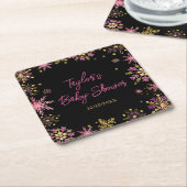 Schneeflocken-Babydusche aus Gold und Rosa Rechteckiger Pappuntersetzer (angewinkelt)