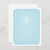 Schneeflocken-Babydusche - blau Einladung (Vorne/Hinten)