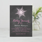 Schneeflocken-Babydusche Einladung - Rosa (Stehend Vorderseite)